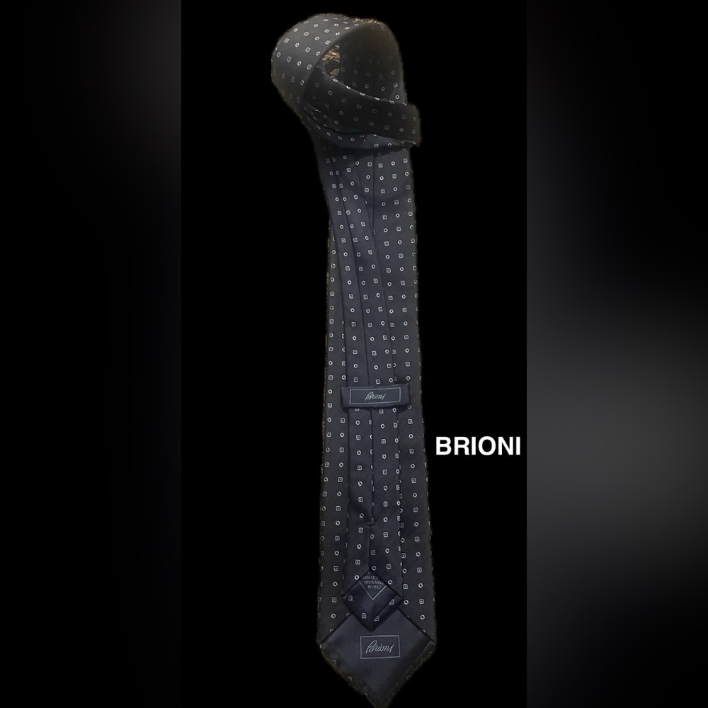 Brioni Blue Patterned Silk Necktie